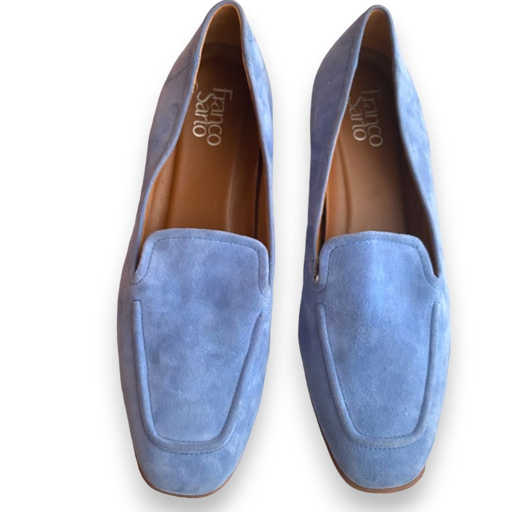 Franco Sarto Clarise Leather Suede Blue Periwinkle Loafers SZ 9